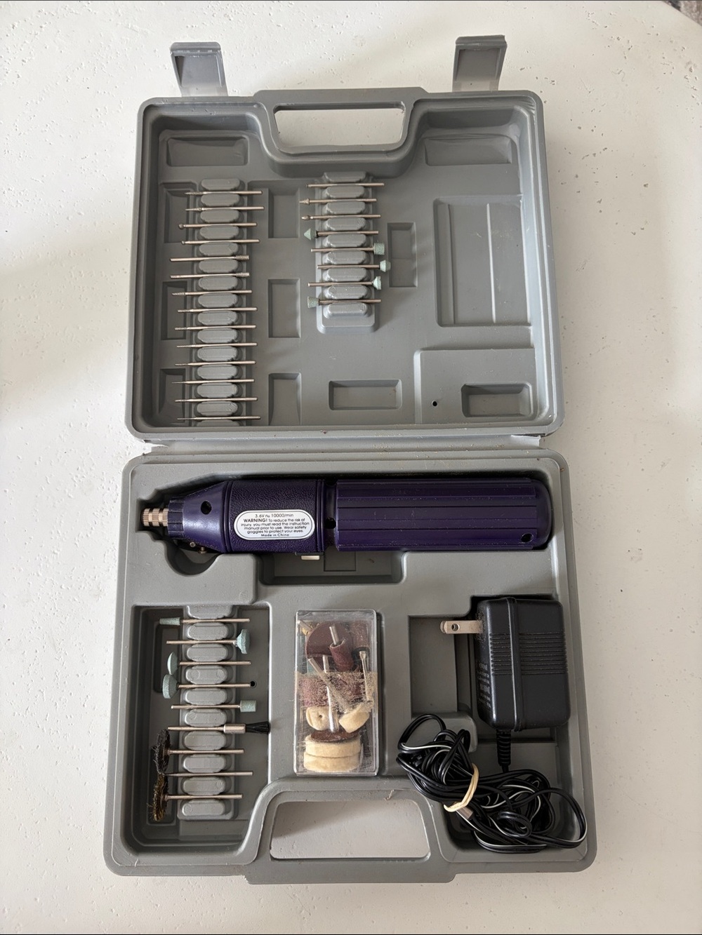 3.6V Cordless Rotary Tool Kit 10,000 RPM with Engraving Bits & Carrying Case